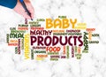 Word Cloud with BABY PRODUCTS concept create with text only Royalty Free Stock Photo