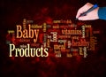 Word Cloud with BABY PRODUCTS concept create with text only Royalty Free Stock Photo