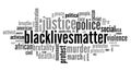 Word cloud of the BlackLivesMatter activist movement which reflects police brutality that caused protests in USA