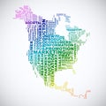 Word cloud business concept. North America map from text