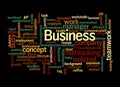 Word Cloud with BUSYNESS concept, isolated on a black background