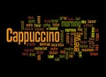 Word Cloud with CAPPUCCINO concept, isolated on a black background