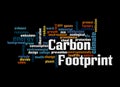 Word Cloud with CARBON FOOTPRINT concept, isolated on a black background