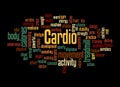 Word Cloud with CARDIO concept, isolated on a black background