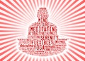 Word cloud composed in the shape of a man doing yoga meditation Royalty Free Stock Photo