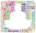 Word cloud composed in the shape of a man doing yoga meditation Royalty Free Stock Photo