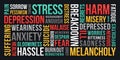 Stress, Depression, Anxiety - Word Cloud Royalty Free Stock Photo