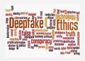 Word Cloud with DEEPFAKE ETHICS concept, isolated on a white background Royalty Free Stock Photo