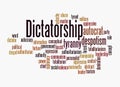 Word Cloud with DICTATORSHIP concept, isolated on a white background Royalty Free Stock Photo