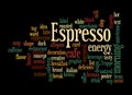 Word Cloud with ESPRESSO concept, isolated on a black background