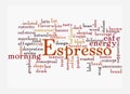 Word Cloud with ESPRESSO concept, isolated on a white background