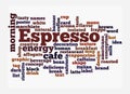 Word Cloud with ESPRESSO concept, isolated on a white background