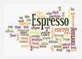Word Cloud with ESPRESSO concept, isolated on a white background