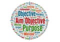 Word cloud featuring motivational terms like Objective, Aim, Royalty Free Stock Photo