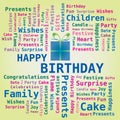 Word Cloud - Happy Birthday with Gift Box Royalty Free Stock Photo