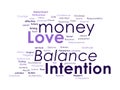 Love Money balance Intention wordcloud design concept