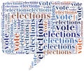 Word cloud illustration related to elections or voting