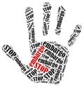 Word cloud illustration in shape of hand print showing protest. Royalty Free Stock Photo