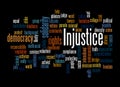 Word Cloud with INJUSTICE concept, isolated on a black background