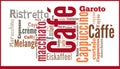 Word Cloud international seicialities of Coffee Royalty Free Stock Photo