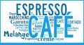 Word Cloud international specialities of Coffee Royalty Free Stock Photo