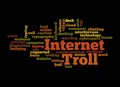 Word Cloud with INTERNET TROLL concept, isolated on a black background Royalty Free Stock Photo