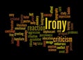 Word Cloud with IRONY concept, isolated on a black background