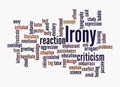 Word Cloud with IRONY concept, isolated on a white background