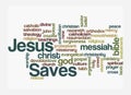 Word Cloud with JESUS SAVES concept, isolated on a white background