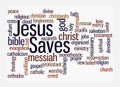 Word Cloud with JESUS SAVES concept, isolated on a white background