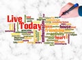 Word Cloud with LIVE TODAY concept create with text only Royalty Free Stock Photo