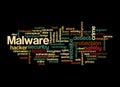 Word Cloud with MALWARE concept, isolated on a black background Royalty Free Stock Photo