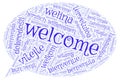 Welcome word cloud in different languages blue callout Royalty Free Stock Photo