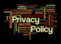 Word Cloud with PRIVACY POLICY concept, isolated on a black background Royalty Free Stock Photo