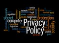 Word Cloud with PRIVACY POLICY concept, isolated on a black background Royalty Free Stock Photo