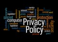 Word Cloud with PRIVACY POLICY concept, isolated on a black background Royalty Free Stock Photo