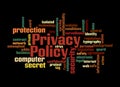 Word Cloud with PRIVACY POLICY concept, isolated on a black background Royalty Free Stock Photo