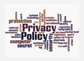 Word Cloud with PRIVACY POLICY concept, isolated on a white background Royalty Free Stock Photo