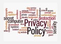 Word Cloud with PRIVACY POLICY concept, isolated on a white background Royalty Free Stock Photo