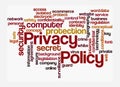 Word Cloud with PRIVACY POLICY concept, isolated on a white background Royalty Free Stock Photo