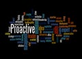 Word Cloud with PROACTIVE concept, isolated on a black background