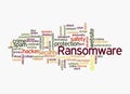 Word Cloud with RANSOMWARE concept, isolated on a white background Royalty Free Stock Photo