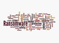 Word Cloud with RANSOMWARE concept, isolated on a white background Royalty Free Stock Photo
