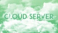 Word CLOUD SERVER in the clouds, green sky colors Royalty Free Stock Photo