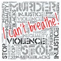 Word cloud with slogan `I can`t breathe`