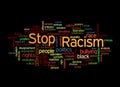 Word Cloud with STOP RACISM concept, isolated on a black background Royalty Free Stock Photo