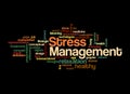 Word Cloud with STRESS MANAGEMENT concept, isolated on a black background Royalty Free Stock Photo