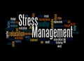 Word Cloud with STRESS MANAGEMENT concept, isolated on a black background Royalty Free Stock Photo