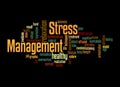 Word Cloud with STRESS MANAGEMENT concept, isolated on a black background Royalty Free Stock Photo