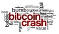 Word cloud with tags connected with bitcoin crash and cryptocurrency bubble burst Royalty Free Stock Photo